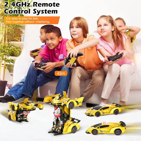 Remote Control Car, 2.4Ghz Transform RC Cars, 1:18 Scale Police Car Toy with Flashing Light, One Button Transformation,360 Degree Rotating Driftin...