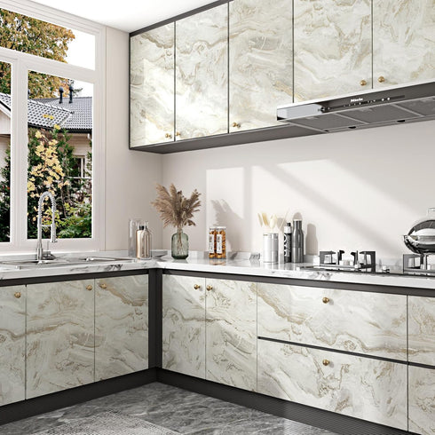 Grey/Gold Marble Contact Paper for Desk Top Marble Peel and Stick Wallpaper Modern Countertop Contact Paper Vinyl Waterproof Wallpaper for Kitchen...