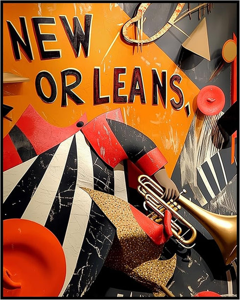 Posterizer 1 pcs-vibrant lively poster-New Orleans vintage music scene 2-Adventure Wall Art-Musical Art Collection-Gift for Men Women Entrepreneur...
