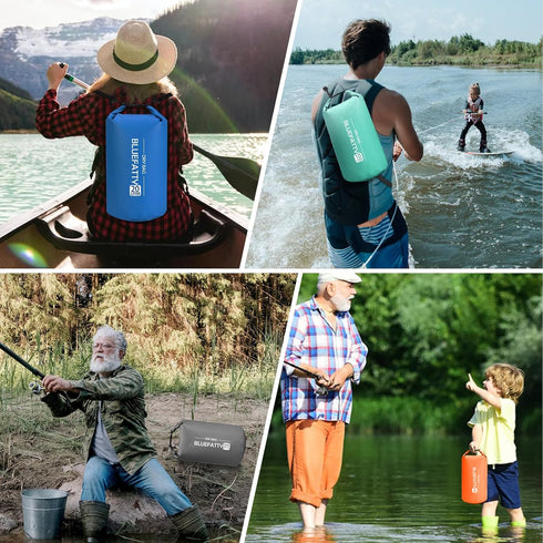 Waterproof Dry Bag Floating Roll Top Dry Backpacks for Kayaking, Rafting, Boating, SUP, Fishing with IPX8 Waterproof Phone Case, Black, 10L...