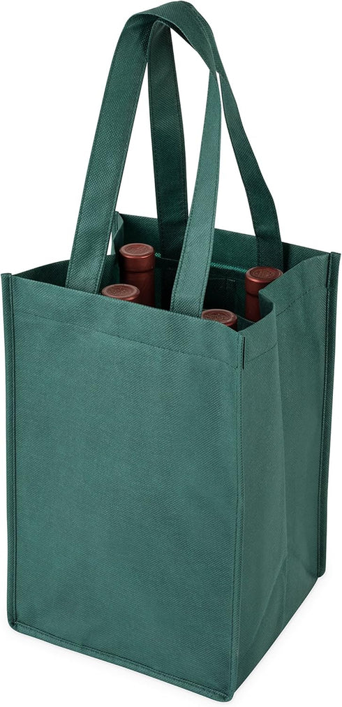 TRUE Wine Bag 4 Bottle Non Woven Tote, Green...