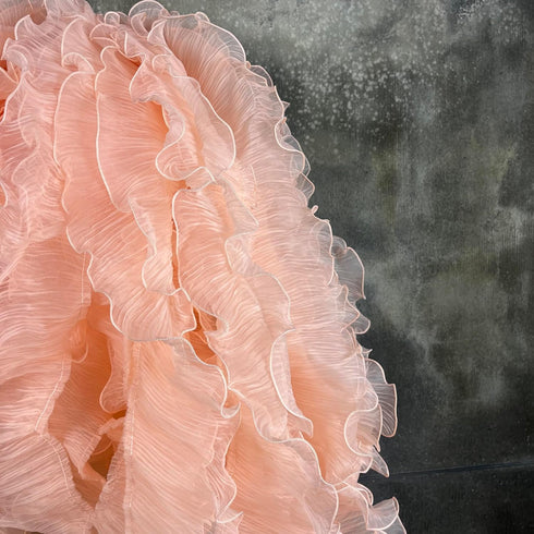 3 Yards Ruffle Pleated Chiffon Trim Two Layer Trimmer Dress Bag Decoration Tulle Fabric Applique Craft Sewing (Peach)...