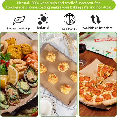 QYH 300 Pcs Parchment Paper Sheets for Baking, 8x12 Inches Unbleached Precut Parchment Paper for Baking Cookies, Frying, Air Fryer, Cooking, Grill...