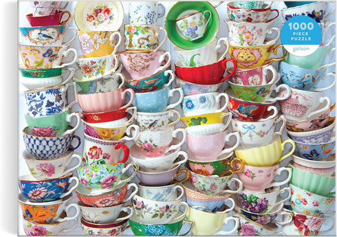 Galison Teacups – Julie Seabrook Ream 1000 Piece Puzzle Featuring A Regency Core Mix of Vibrant Teacups...