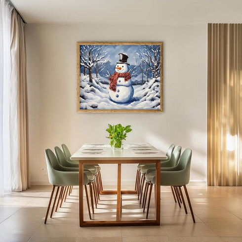 Posterizer 1 pcs-cute snowman in snowy wintery nature 3-Landscape & Nature Art-Holiday Poster Collection-Living Room Bedroom Decor- unframed wall ...