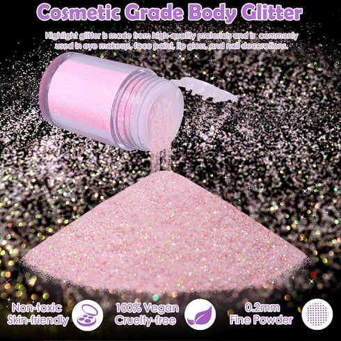 5g Sparkle Glitter Cosmetic Grade Pink Makeup Glitter Loose Body Shimmer Powder for Glitter Eyeshadow Lip Face Paint Concert Festival Rave Accesso...