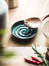 Spoon Rest, Porcelain Spoon Holer with Drip Tray, for Multiple Utensils, Heat-Resistant, Ceramic Spoon Rest for Spoons, Ladles, Tongs, Dark Green...