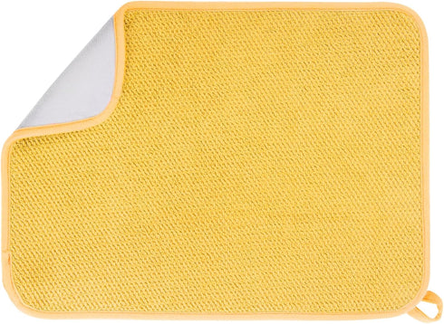GeeRic Microfiber Dish Drying Mat, Super Absorbent Kitchen Dish Drying Pad, Reversible for Countertop, 12*16 inch Yellow...