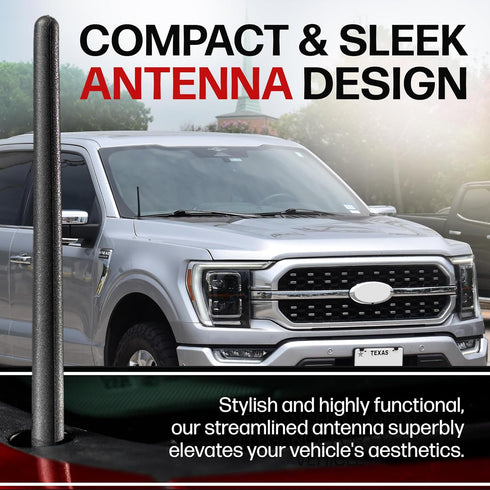 Short Rubber Antenna for Ford F-150 (2009-2025) - Bronco (2021-2025) USA Stainless Steel Threading, 6 3/4 Inch Truck Accessory, Car Wash Proof, Ea...