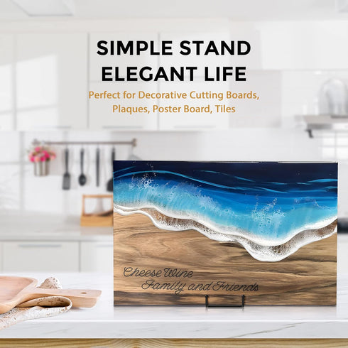 TR-LIFE 4 Pack 10 Inch Large Plate Stands for Display - Metal Plate Holder Stand + Picture Stand + Small Easels for Decorative Plate, Platter, Boo...