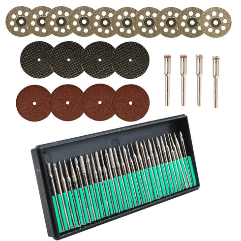 50PCS Stone Carving Set Polishing Diamond Burrs for Dremel, Rotary Tools Accessories Grinding Cutting Burrs with 1/8 inch Shank for Carving, Cutti...