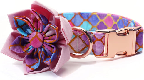 Dogs Collar with Flower, Quick Release Buckle Adjustable Soft Comfortable Floral Collars for Girl Dogs...