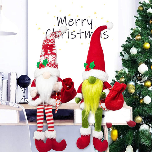 2PCS Christmas Gnomes Decorations for Home Holiday Party Gifts Elf Santa Gnome Ornaments Tiered Tray Decor...