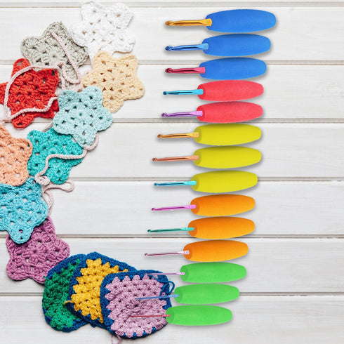 MEYAGO 5PCS Crochet Hook Grips Set Ergonomic Crochet Hook Handle Multi-Size Ergonomic Crochet Hook Handle Attachment - Fits 2mm to 10mm Hooks...