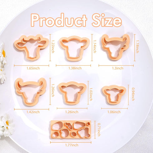 Puocaon Cow Spot Clay Cutters - 7 Pcs Cow Shapes Clay Earring Cutters, Farm Shape Clay Cutters for Jewelry Making, Animal Clay Cutters for Polymer...