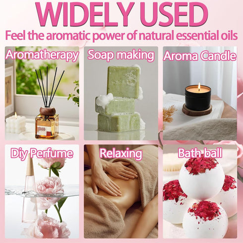 2PCS Rose Essential Oil,Premium Multi-Use Rose Fragrance Oil for Skin Use & Aromatherapy,Moisturizing Rose Oil Essential Oil for Face,Diffuser,Ski...