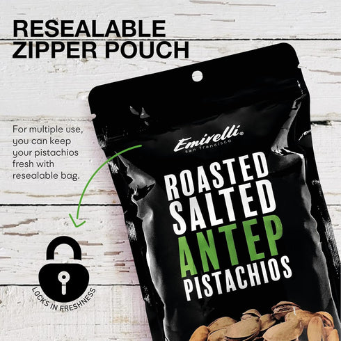 Emirelli Turkish Antep Pistachios in Shell, Roasted and Salted Intense Nuts, Non GMO Gluten Free Natural Vegan Healthy Snacks, Shelled Pistachios ...