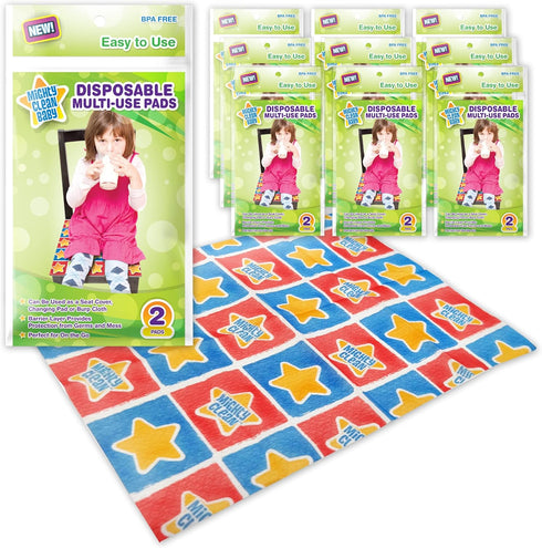 Disposable Changing Pad Liners - 18 Waterproof, Soft, Absorbent Multi Use Pads by Mighty Clean Baby in Portable 2 Packs for Your Diaper Bag...