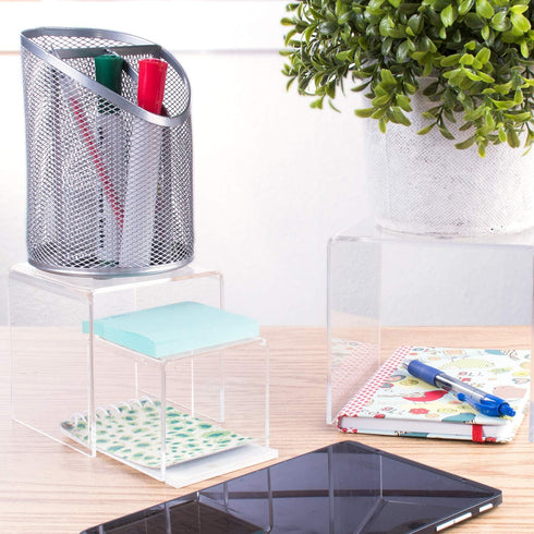Super Z Outlet Clear Acrylic Riser Set of Three (3-Inch, 4-Inch, 5-Inch)...