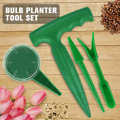 4pcs Bulb Planter Tool - Widger and Dibber for Planting - Garden Dibber Tool for Vegetable and Flowers Seeding Easy Transplanter...