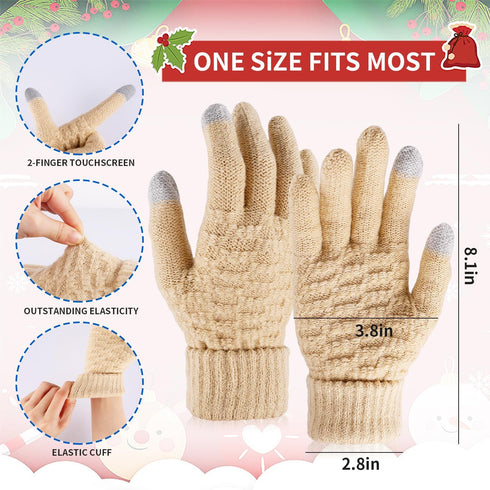 4 Pairs Women's Touchscreen Winter Gloves - Fashion Knit Mittens with Thick Cuffs for Cold Weather...