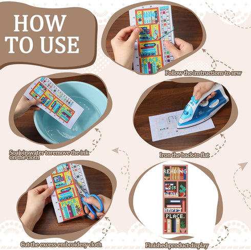 Dinifee 6 Pcs Cross Stitch Bookmark Kits Counted Cross Stitch for Adults Kids Mini Cross Stitch Stamped Embroidery Bookmark Kit Funny Book Pattern...