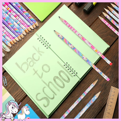 Unicorns Pencils Rainbow HB Pencils Erasable Cute Graphite Pencil Fun Pencils for Kids Unicorn Pencils Favors Unicorn Party Pencils with Erasers f...
