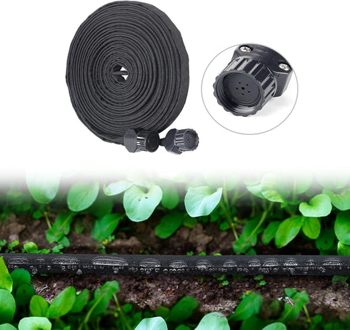 Soaker Hose 25FT for Garden Beds - 3/4" Heavy Duty Double Layer Drip Irrigation Hose, Save 85% Water- Linkable Flat Soaker Hose for Lawn Flower Be...