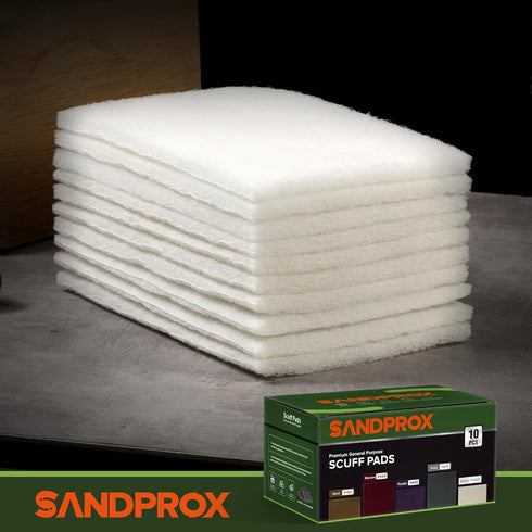 Scuff Pad 6” x 9” White 1200 Grit Scuff Pads for Paint Prep, Pack of 10,Aluminum Oxide Abrasive Pads for Final Scuffing,Surface Adhesion Preparati...