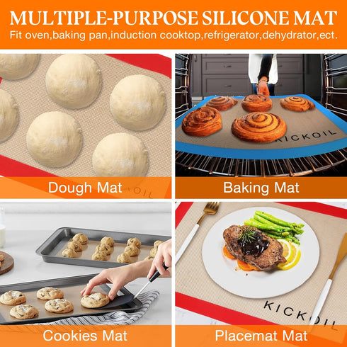Silicone Baking Mats Small Quarter Sheet Cooking Baking Essentials Gadgets Kitchen Accessories BPA Free Silicone Baking Sheets for Oven Cookies Ma...