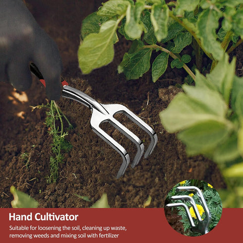 Garden Tool Set, 3 Piece Gardening Tools Includes Garden Trowel, Transplant Trowel and Hand Rake with Non-Slip Ergonomic Handle, Heavy Duty Garden...