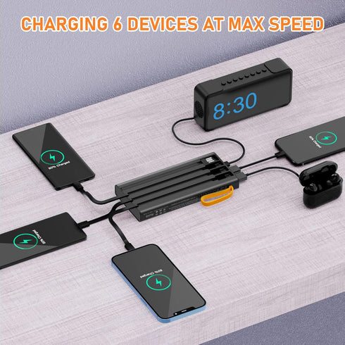 Portable Charger with Built in Cables,10000mAh Power Bank with LED Lamp 22.5W Fast Charging USB C External Battery Pack Phone Charger with LED Dis...
