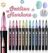 Double Line Outline Pens, 12 Colors Self-outline Metallic Markers, Shimmer Glitter Pens Set for Christmas Card Writing, Birthday Greeting, DIY Art...