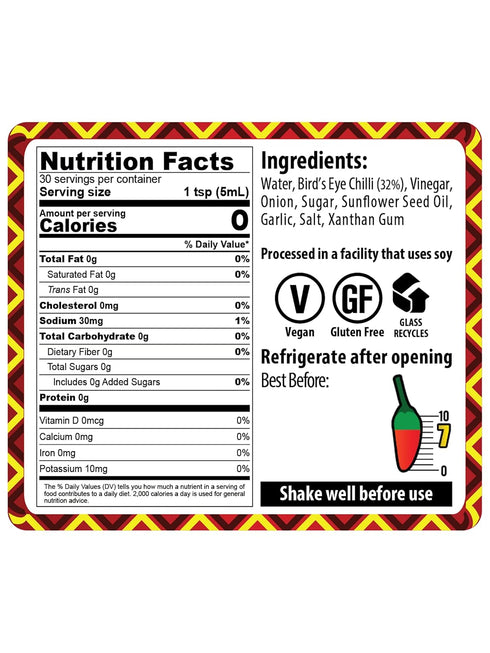 Bird's Eye Chilli Hot Sauce by African Dream Foods | All-Natural Thick and Chunky Chilis with Seeds| Made in Africa | 5 fl oz Glass Bottle...