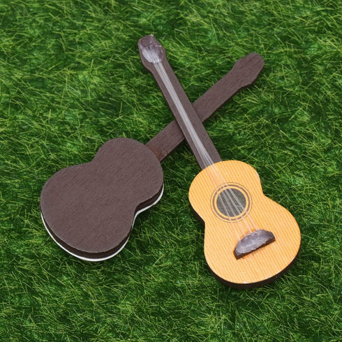 Healifty Base Guitar 4PCS Wooden Miniature Guitar Dollhouse Mini Musical Instrument Photo Props Doll House Model Home Decor...