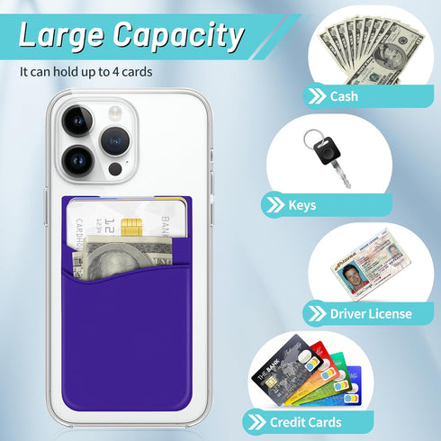 SHANSHUI Phone Card Holder, Cell Phone Sleeves Silicone Wallet for Credit ID Business Card Pocket Fitting for iPhone, Android and Most Smartphones...