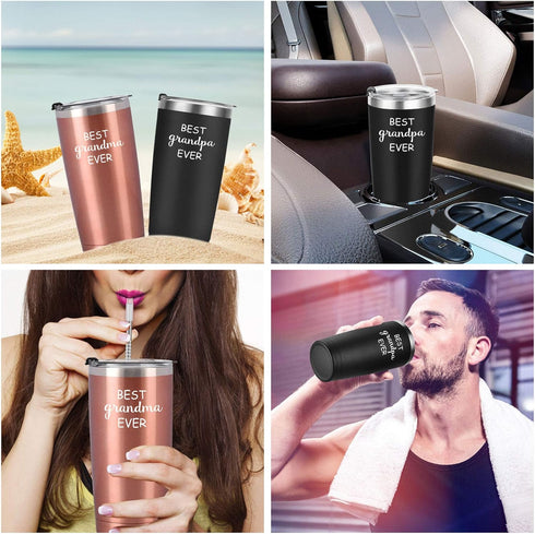 Grandpa and Grandma Ever Travel Tumbler Set, Grandparents Christmas Gifts for Grandma Grandpa from Grandkids Grandchildren, Stainless Steel Insula...