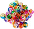 RUBYCA Mix Rainbow Gradient Murano Glass Bead European Charm Bracelet Spacer DIY Silver Color 100pcs...