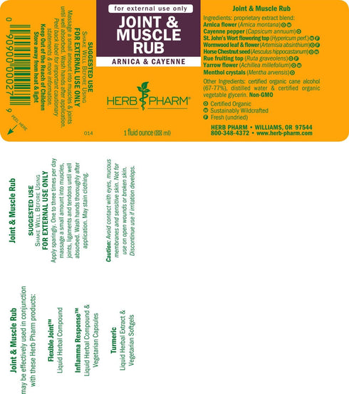 Herb Pharm Joint and Muscle Warming Rub with Cayenne Extract - 1 Ounce...