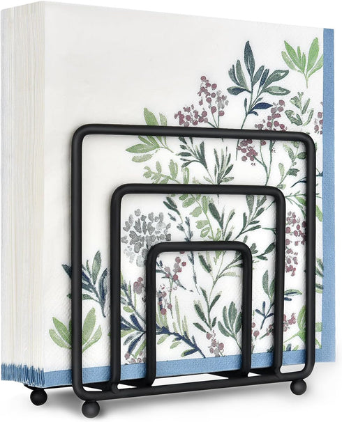 Napkin Holder for Table, Modern Metal Black Napkin Holders for Kitchen Dining Tables & Countertops, Paper Cocktail Napkins Holder Dispenser for In...