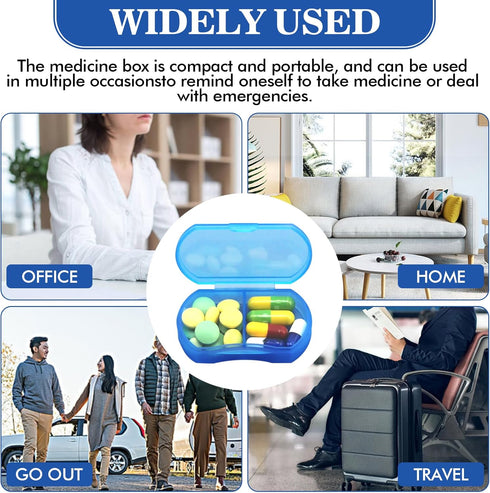 2PCS Pill Case for Purse Small 4PCS Pill Organizer Portable Travel Daily Pill Containers AM & PM Mini Pill Box Vitamin, Fish Oil, Supplement Holde...