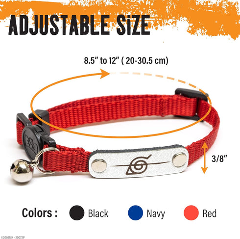 Naruto Cat Collars for Girl Cats, Boy Cats & Small Kitten Collar with Bell | Officially Licensed Naruto Shippuden Hidden Leaf Village Headband Bre...