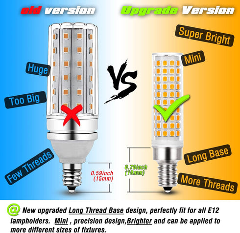 ALIDE E12 100 Watt Equivalent LED Candelabra Bulbs C7,Non-dimmable,2700K Warm White,1200LM T6 E12 10W LED Ceil Fan Light Bulbs for Chandelier Pend...