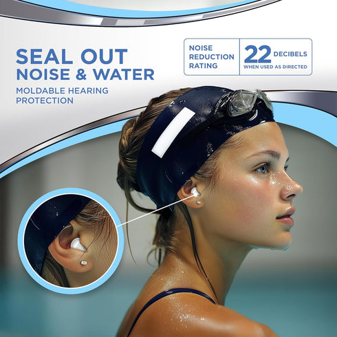 Hearos 5068 Moldable Silicone Waterproof Swimming Earplug, NRR 22, Pairs, Pack of 8...