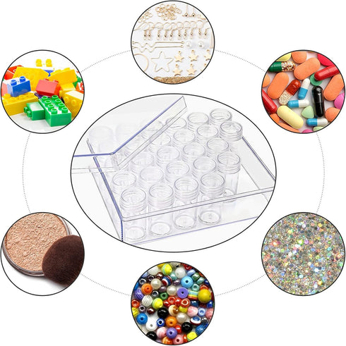BigOtters Embroidery Diamond Storage Box, 30PCS Big Clear Plastic Bead Containers with Silicone Funnel for Jewelry Painting DIY Art Craft Rhinesto...