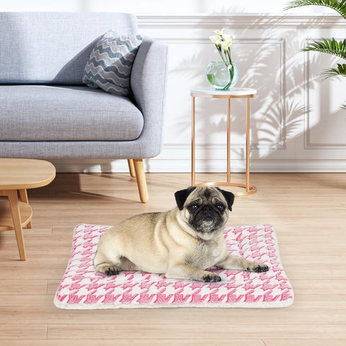 Dog Bed Mat, Reversible Dog Crate Pad for Medium Small Dogs, Portable and Soft Pet Bed Mat, Machine Washable Pet Bed Pad for 24-inch Kennel(Pink)...