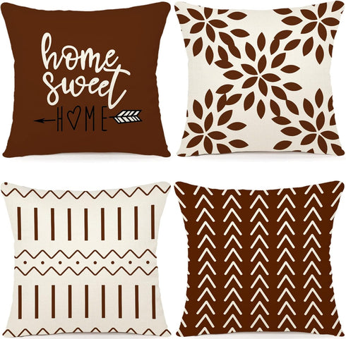YCOLL Pillow Covers 18x18 Set of 4, Modern Sofa Throw Pillow Cover Decorative Linen Fabric Pillow Case for Couch Bed Car, Coffee...