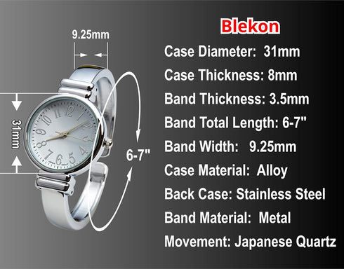 Silver Metal Band Slim Case Women's Bangle Cuff Watch...