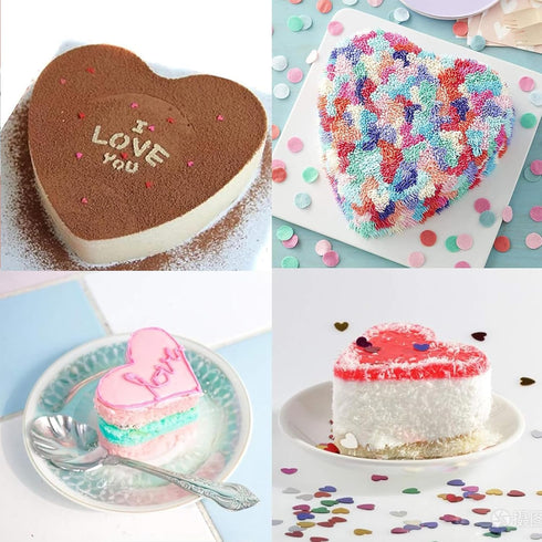 Heart Cake Silicone Cake Pans Silicone Cake Mold Baking Pans Non-Stick Cake Bakeware Mold Reusable Silicone Heart Molds for Cheese Cake and Browni...