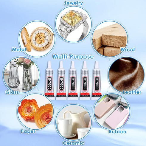 CL0065 B7000 Jewelry Rhinestones Glue, Cludoo 5PCS B-7000 Clear Super Glue Transparent Industrial Adhesive for Phone Repair Jewelery Making Crafts...